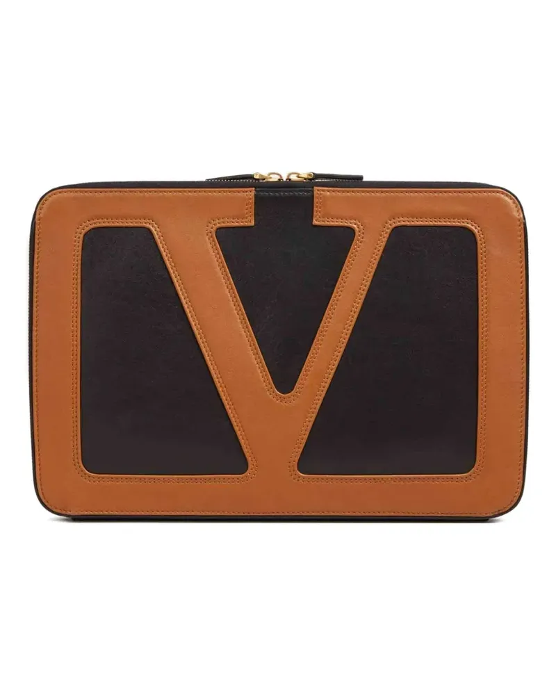 Valentino Garavani embossed-logo leather card holder - Schwarz Schwarz