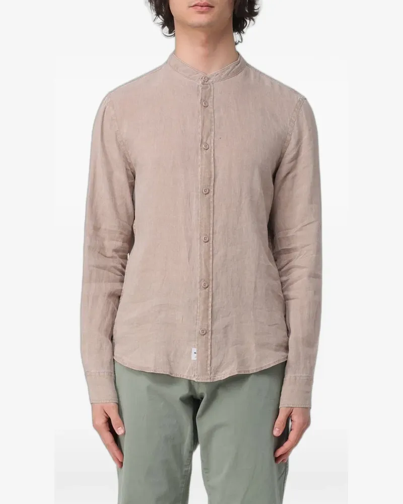 Blauer band-collar linen shirt - Nude Nude