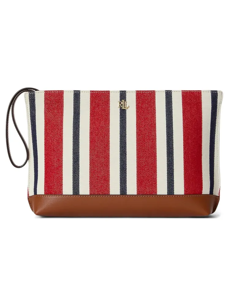 Ralph Lauren striped canvas clutch bag - Rot Rot