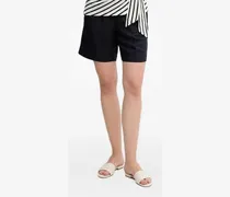 Leinenshorts mit Stretchbund - Blau