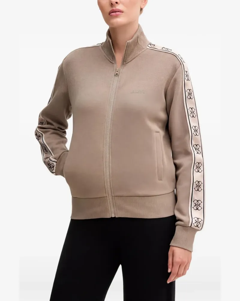 Guess logo-tape zip-up sweatshirt - Nude Nude