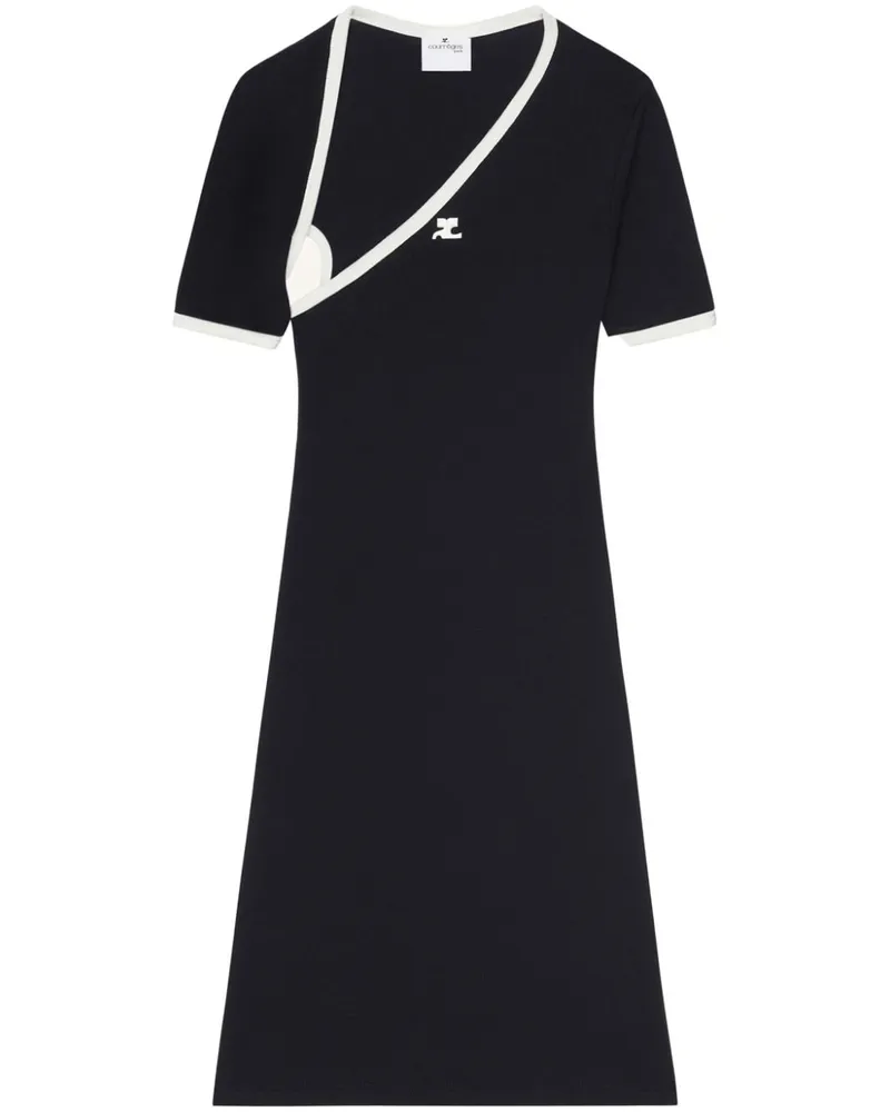 Courrèges Midikleid mit asymmetrischem Ausschnitt - Schwarz Schwarz