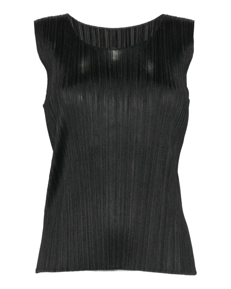 Issey Miyake Plissiertes Top - Schwarz Schwarz