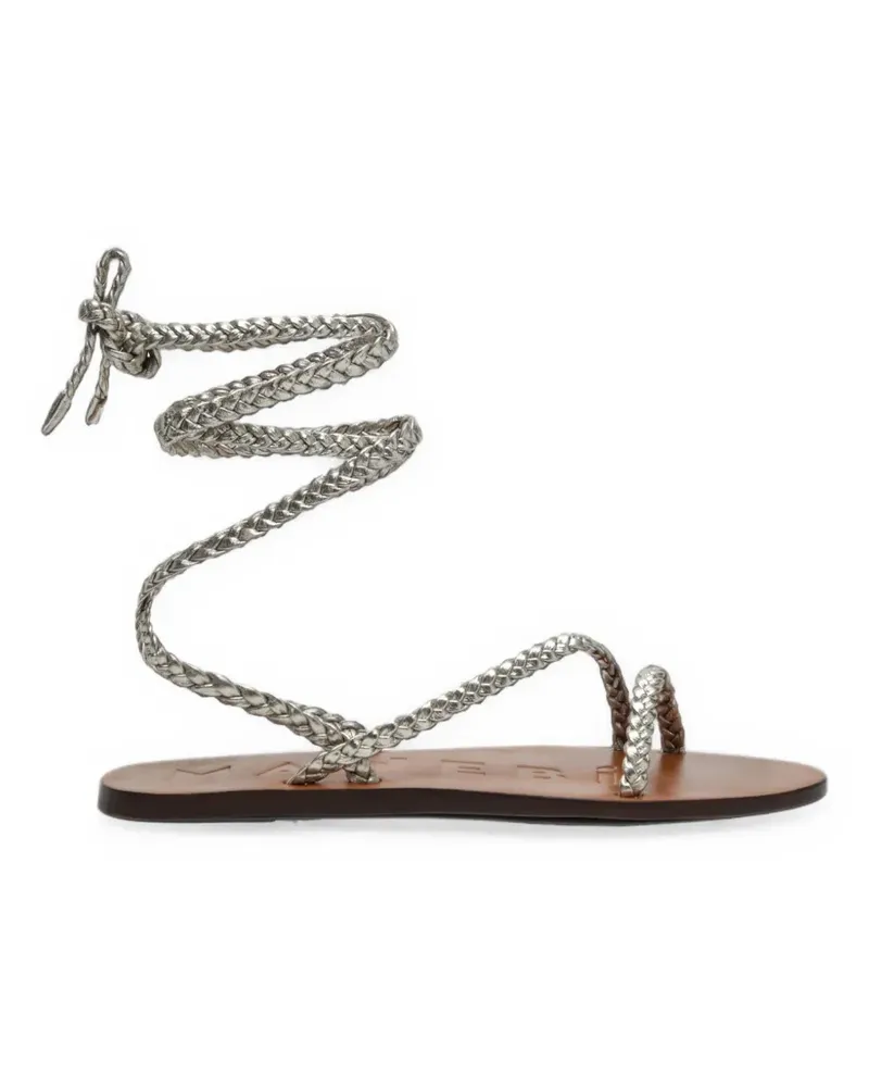 Manebí Geflochtene Sandalen mit Schleifenverschluss - Silber Silber