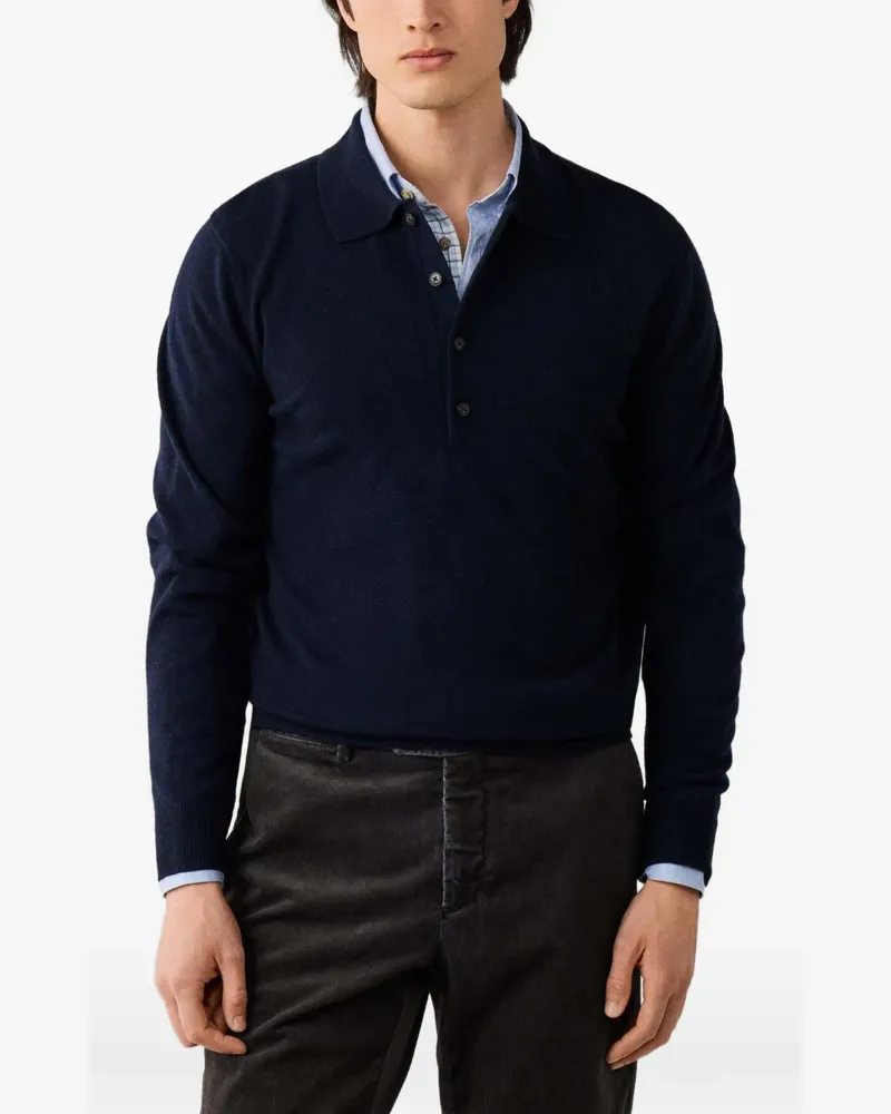 Hackett Gestricktes Poloshirt - Blau Blau