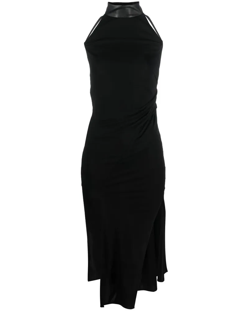 Helmut Lang Midikleid mit Neckholder - Schwarz Schwarz