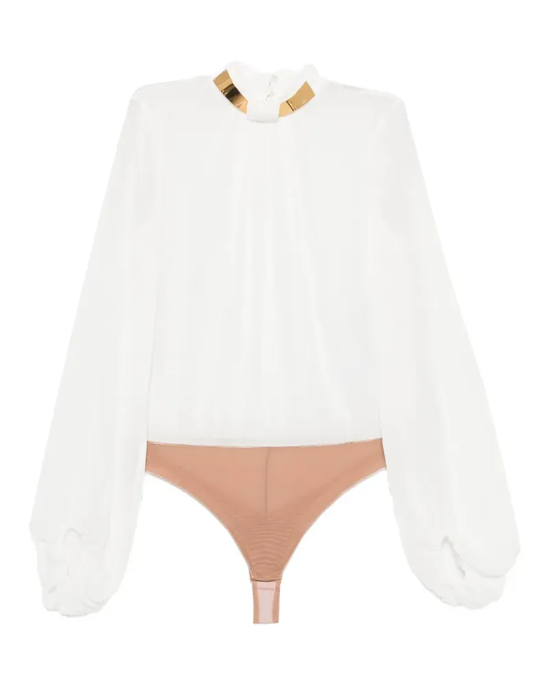 Elisabetta Franchi Langärmelige Bluse mit goldfarbenem Kragen - Nude Nude