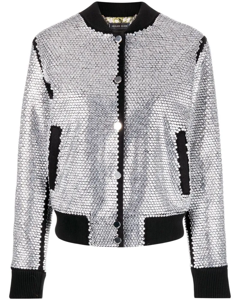 Philipp Plein Kristallverzierte Bomberjacke - Schwarz Schwarz