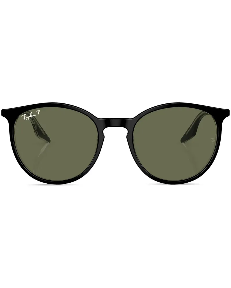 Ray Ban Runde Sonnenbrille mit Logo - Schwarz Schwarz