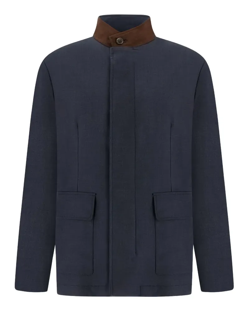 Paul & Shark Wollmantel mit Wildlederbesatz - Blau Blau