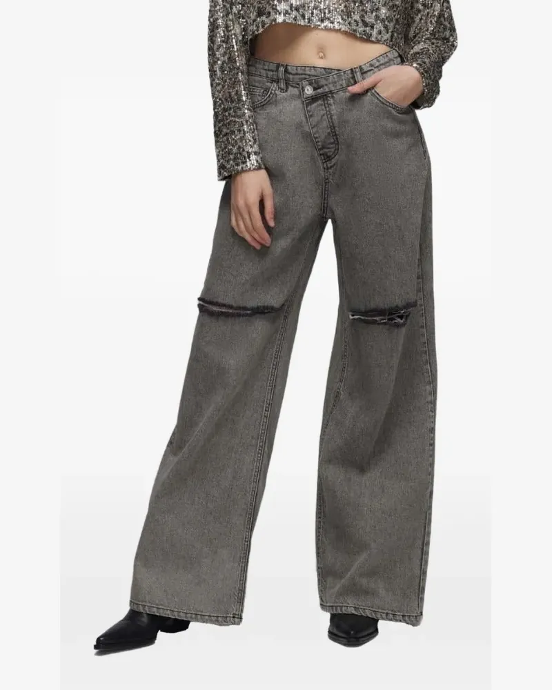In The Mood for Love Alexandra Paillettenoberteil mit Leopardenprint - Grau Grau