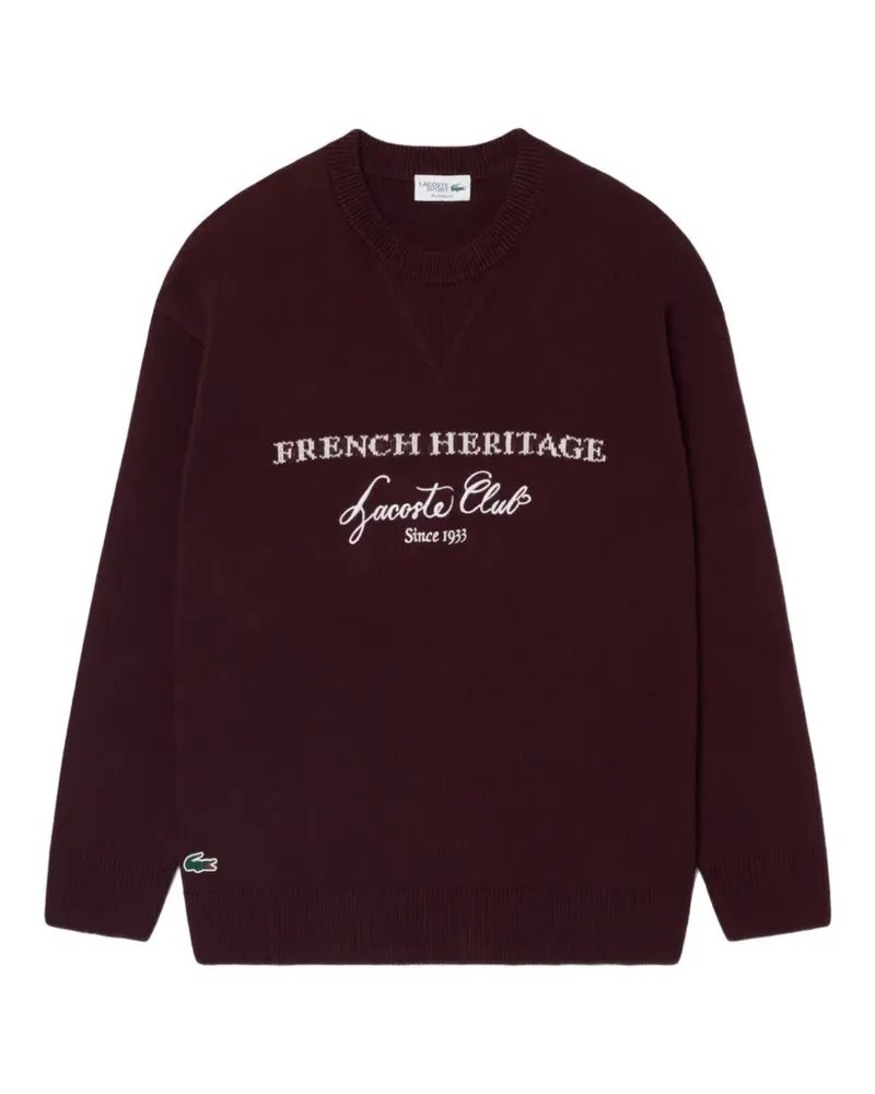 Lacoste Heritage Intarsien-Pullover mit Logo-Stickerei - Rot Rot