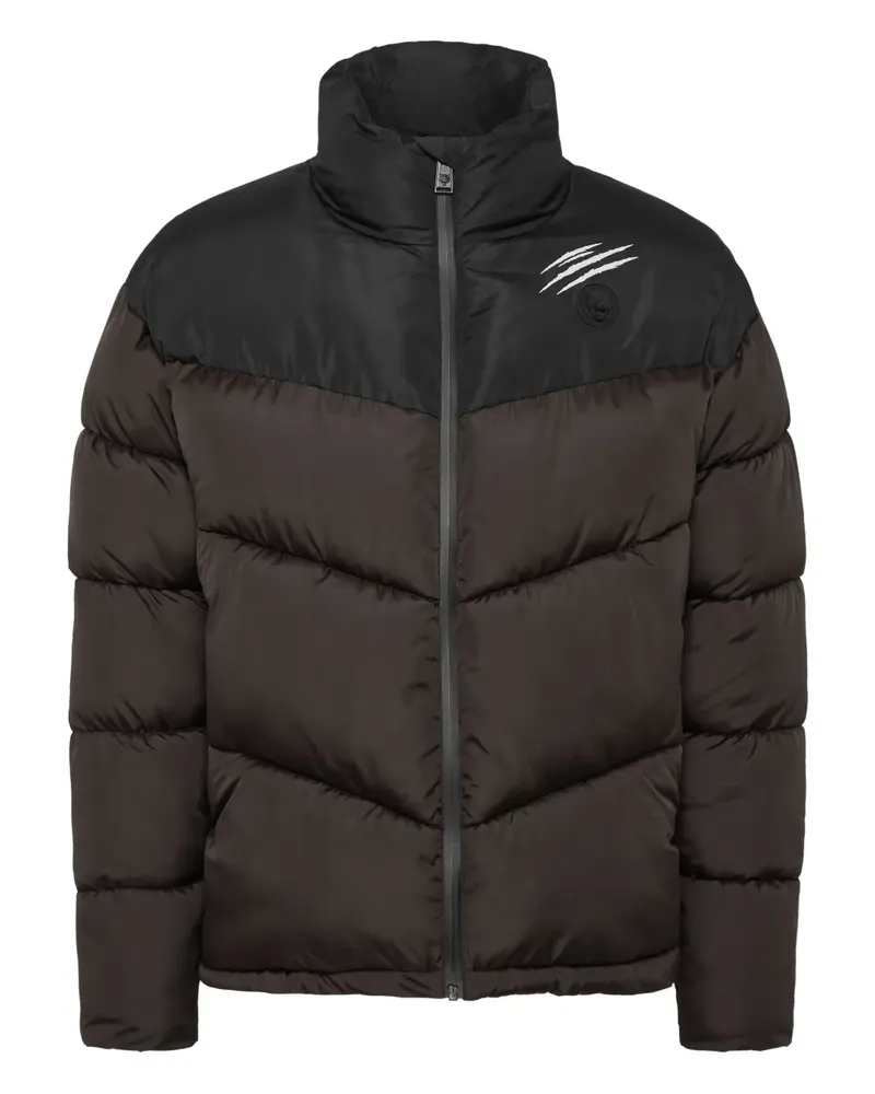 Philipp Plein Gesteppte Jacke mit Klauen-Print - Braun Braun