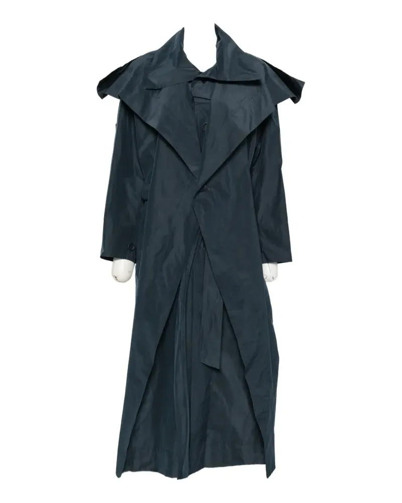 Issey Miyake Correlation layered-collar trench coat - Blau Blau
