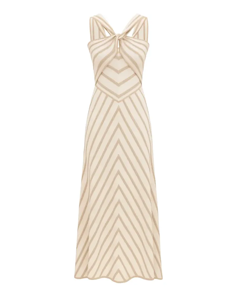 Zimmermann striped knotted midi dress - Nude Nude