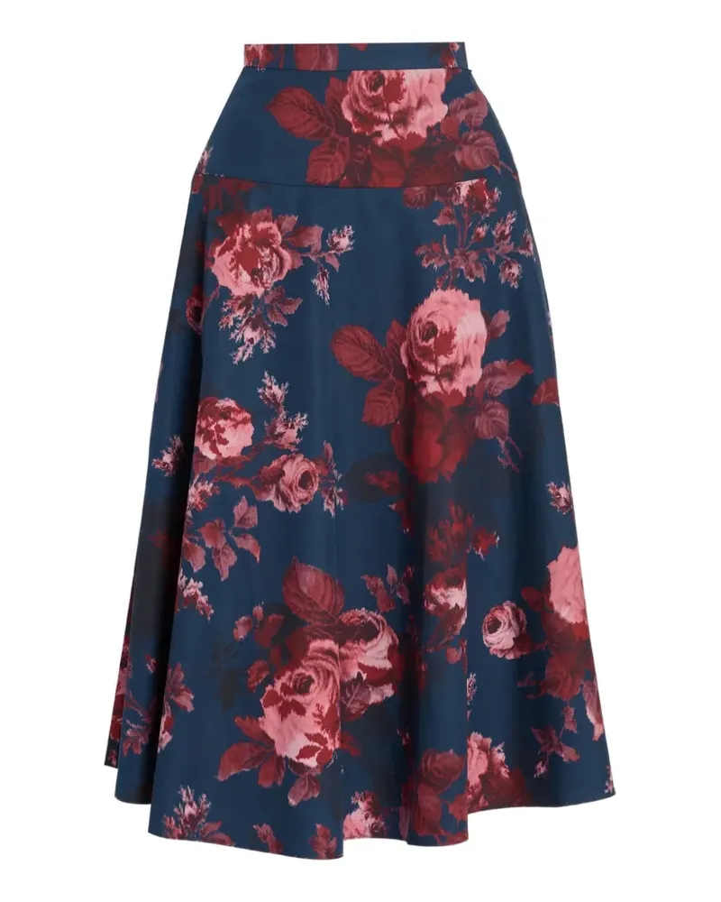 Erdem floral-print A-line skirt - Blau Blau