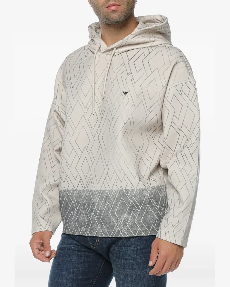Emporio Armani geometric-print hoodie - Blau Blau