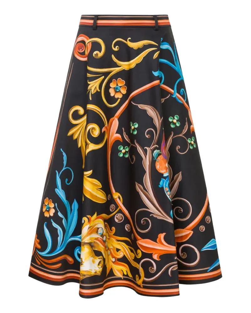 Moschino Midirock mit Barock-Print - Schwarz Schwarz
