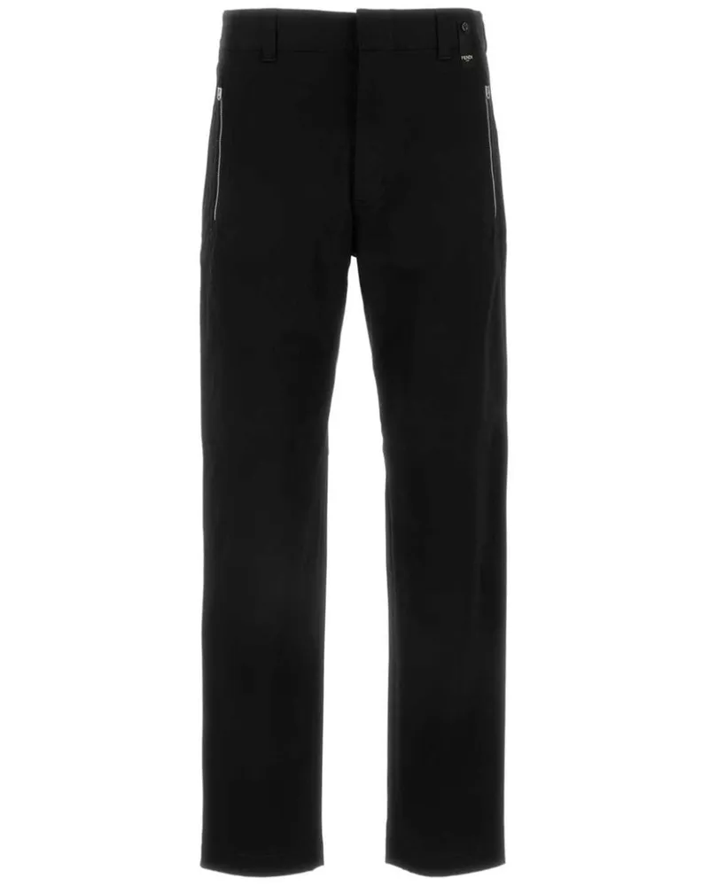 Fendi Gerade Hose mit Zucca-Einsätzen - Schwarz Schwarz