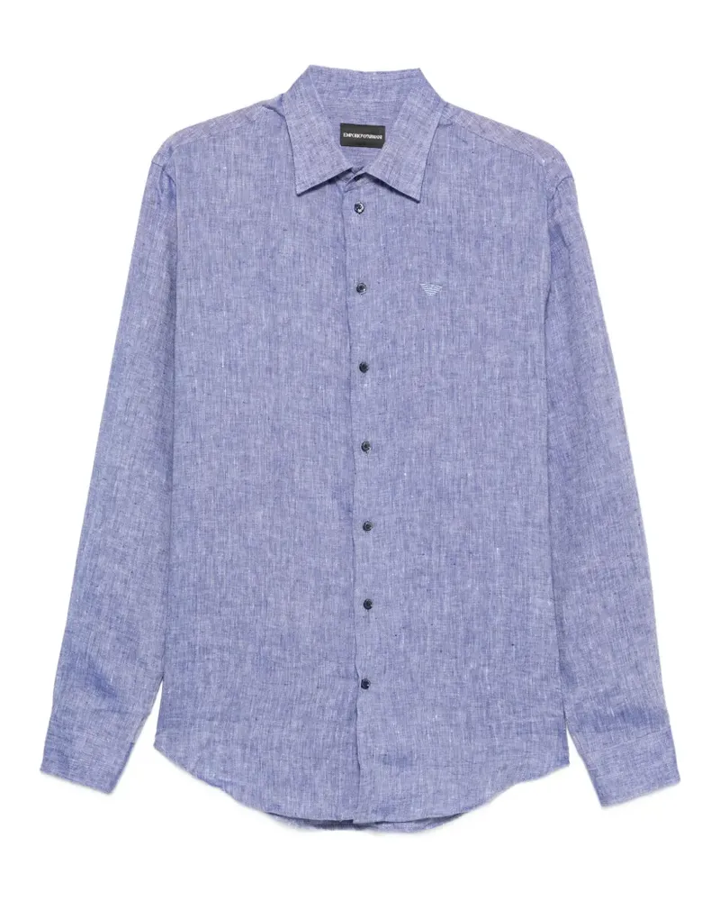Emporio Armani logo-embroidered long-sleeve shirt - Blau Blau