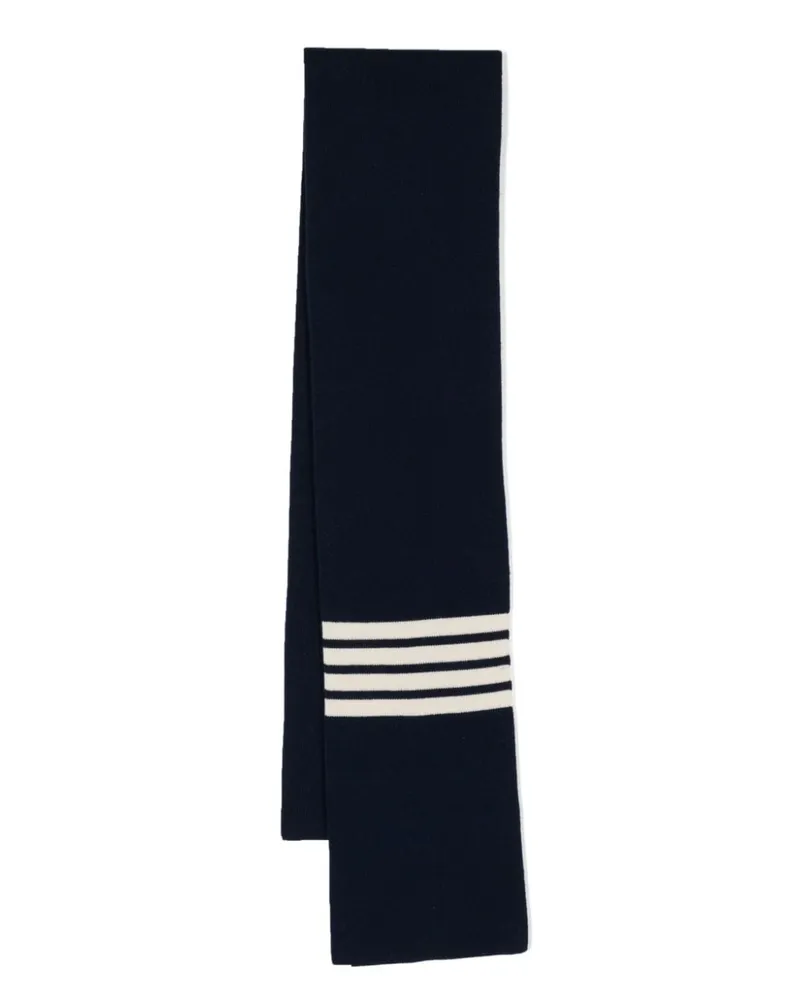 Thom Browne Kaschmirschal mit Logo-Streifen - Blau Blau