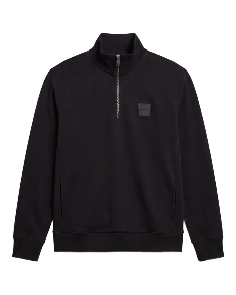 Calvin Klein quarter-zip logo-patch sweater - Schwarz Schwarz