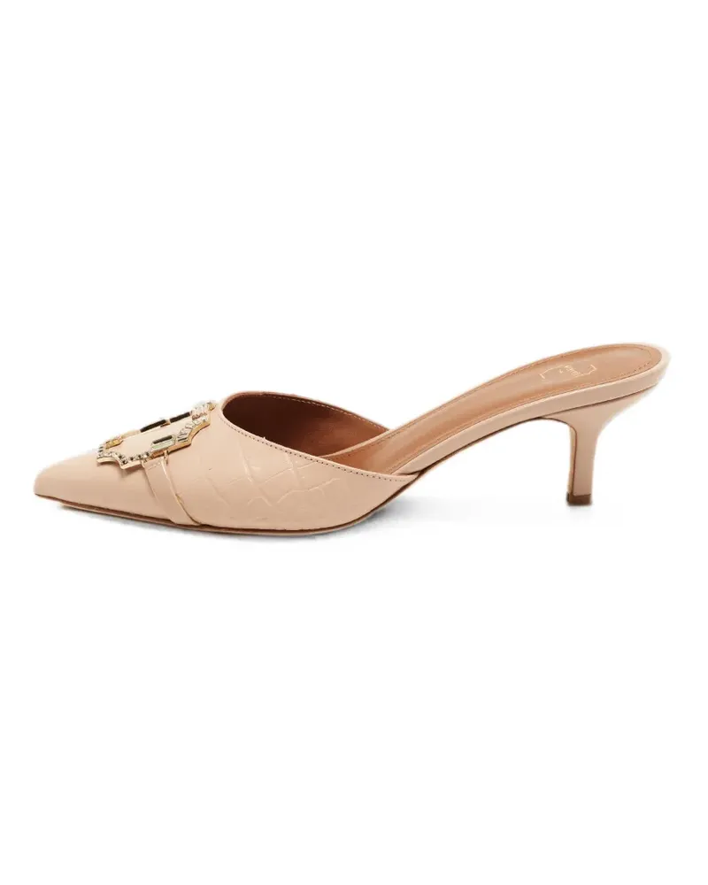 Malone Souliers Missy croc-embossed heeled mules - Nude Nude