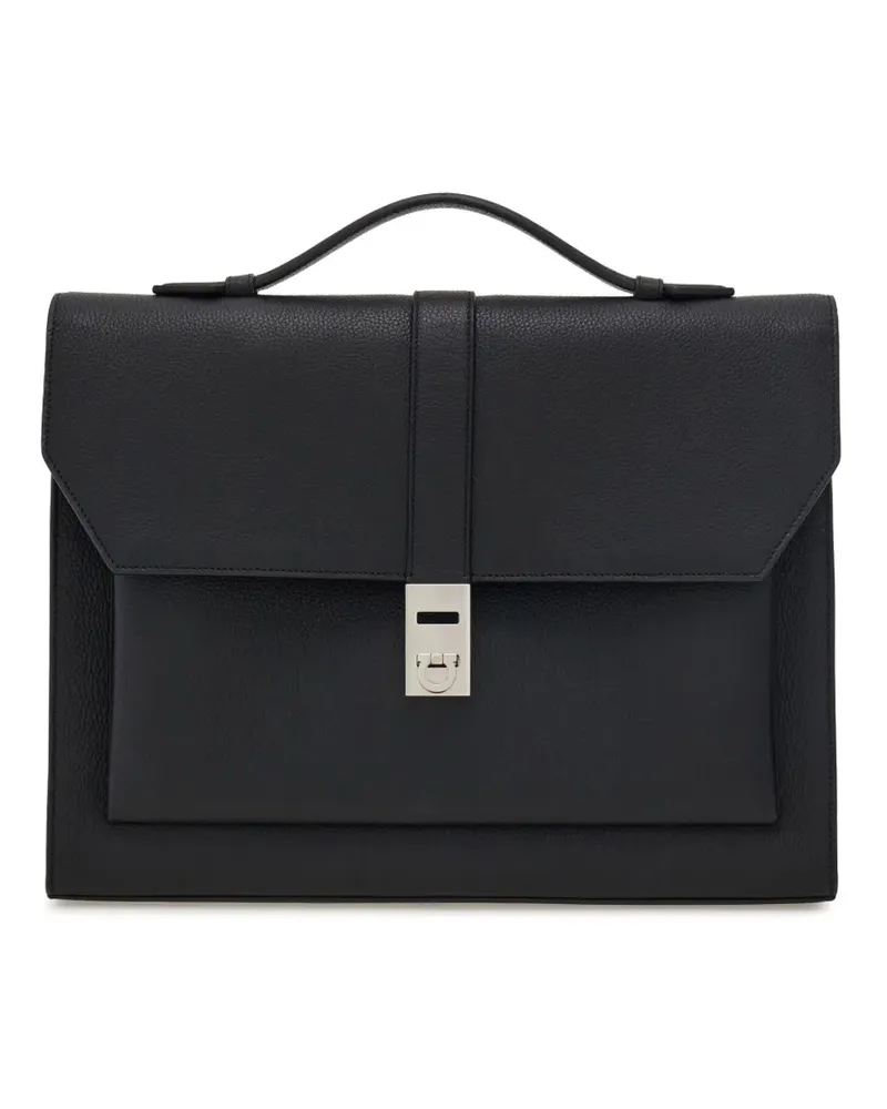 Ferragamo Strukturierte Hug Aktentasche - Schwarz Schwarz