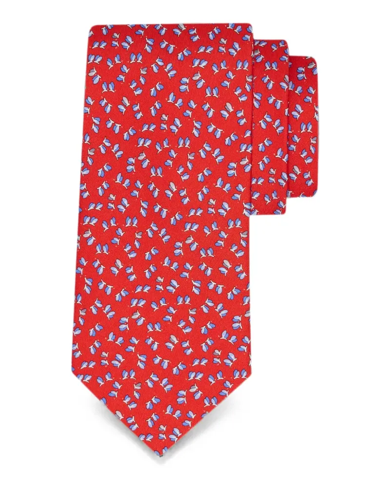 Ferragamo Seidenkrawatte mit Libellen-Print - Rot Rot