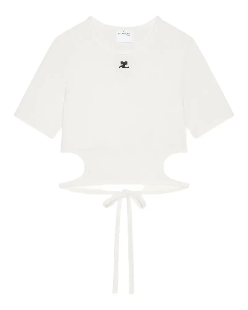 Courrèges Cropped-T-Shirt mit Cut-Outs - Weiß Weiß