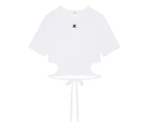 Cropped-T-Shirt mit Cut-Outs - Weiß