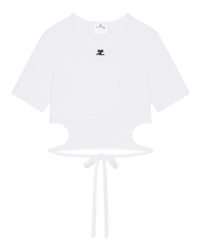 Courrèges Cropped-T-Shirt mit Cut-Outs - Weiß Weiß