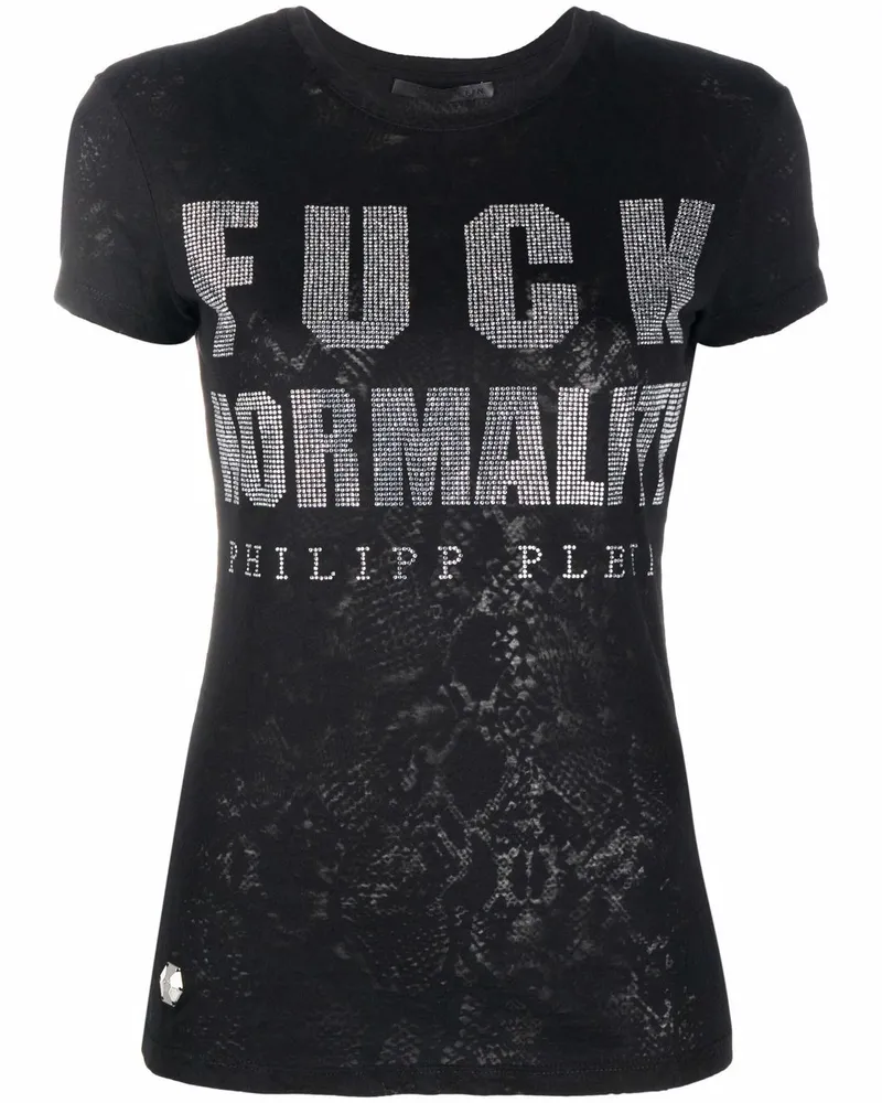 Philipp Plein T-Shirt mit Kristallen - Schwarz Schwarz