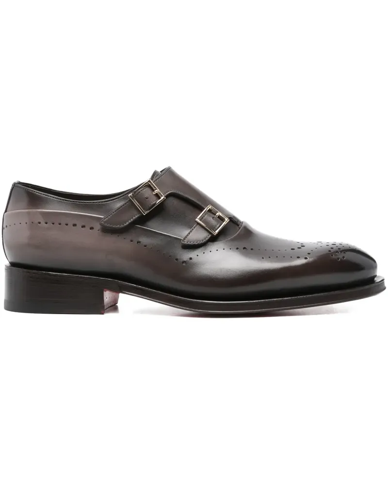 Santoni Perforierte Monk-Schuhe mit Doppelschnalle - Braun Braun