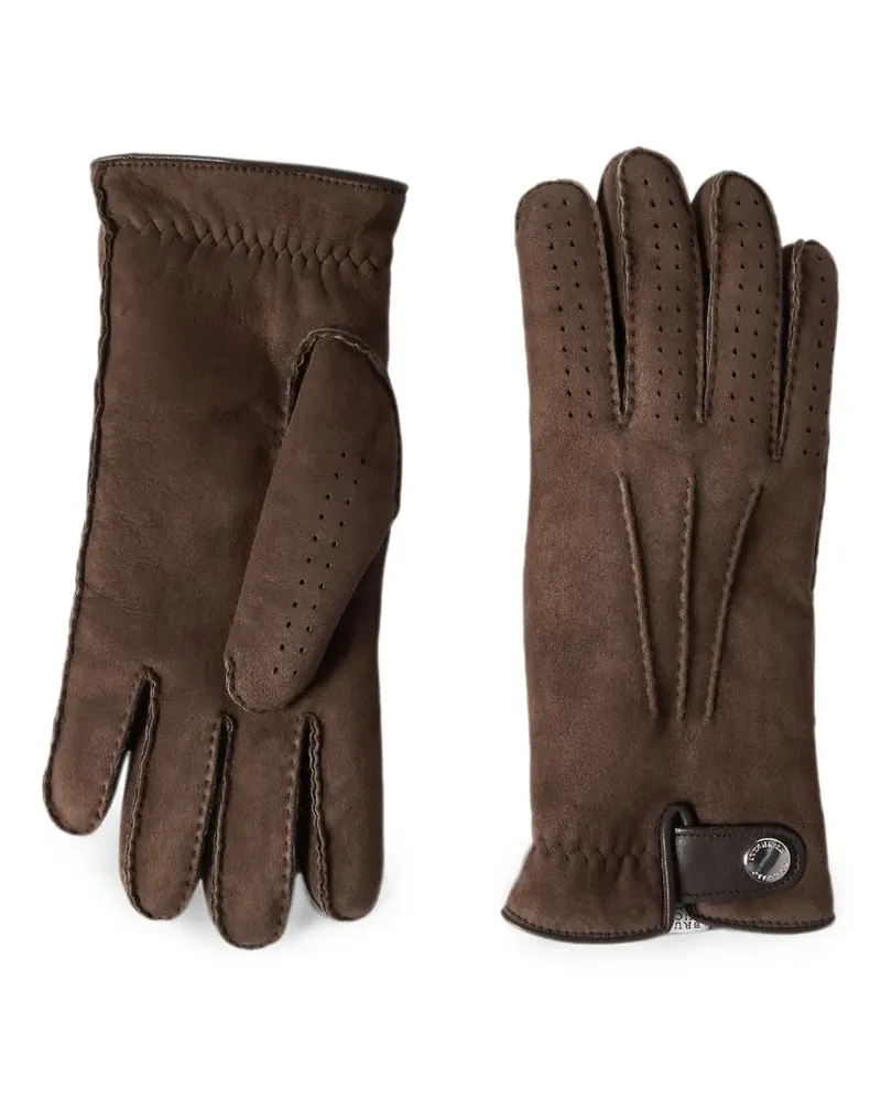 Brunello Cucinelli suede shearling gloves - Braun Braun