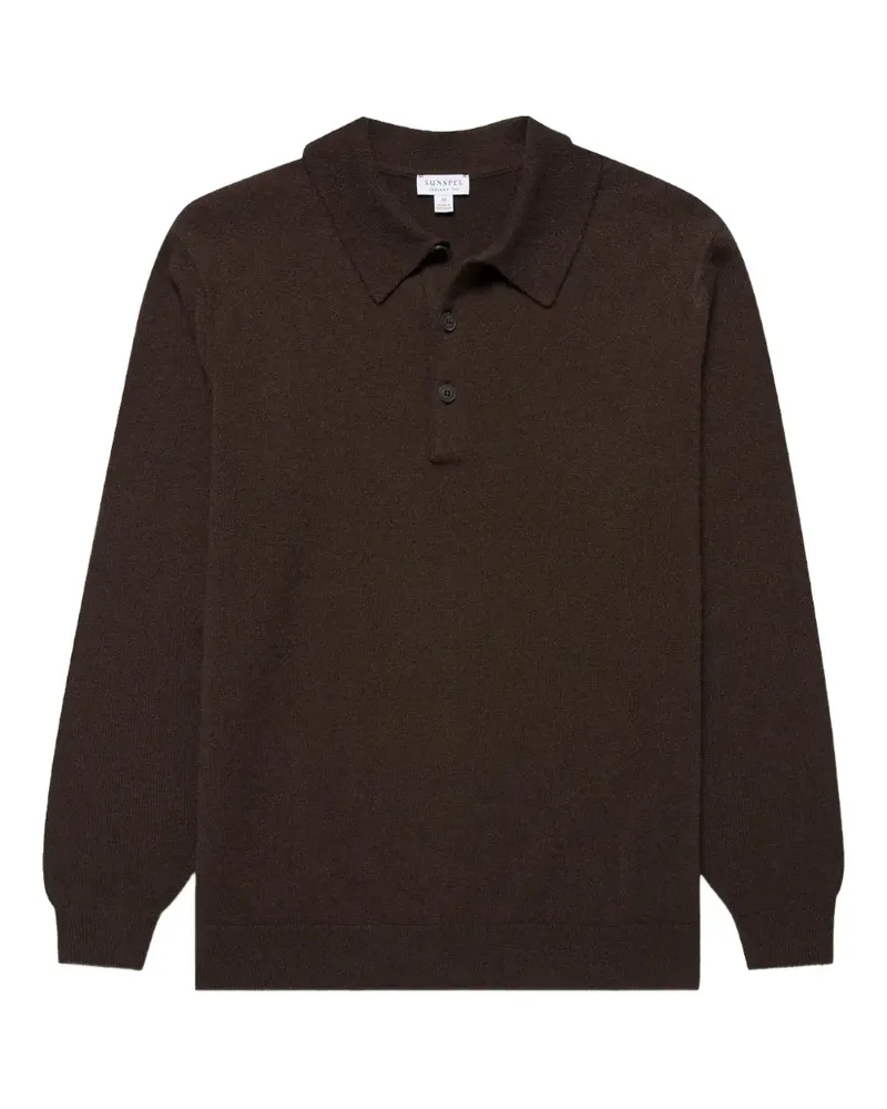 Sunspel ribbed-knit polo shirt - Braun Braun