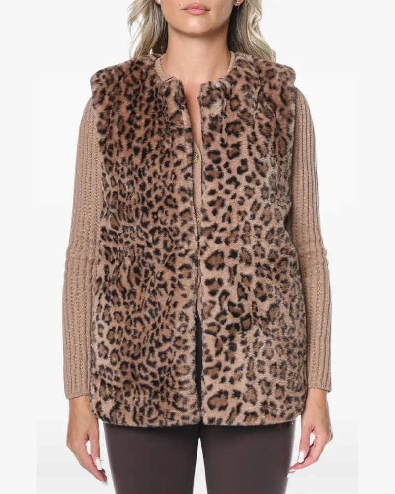 DKNY Weste aus Faux Fur mit Leopardenprint - Braun Braun