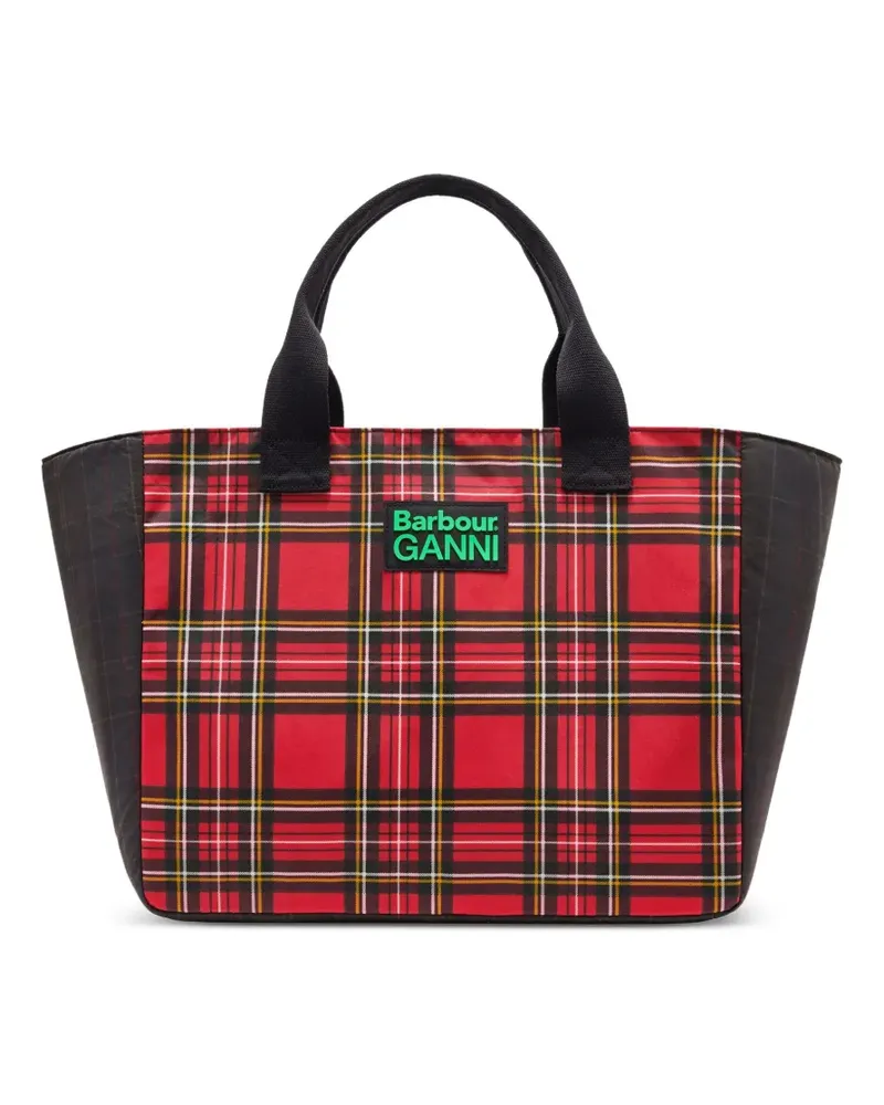 Ganni x Barbour Tote Bag mit Schottenkaro - Rot Rot
