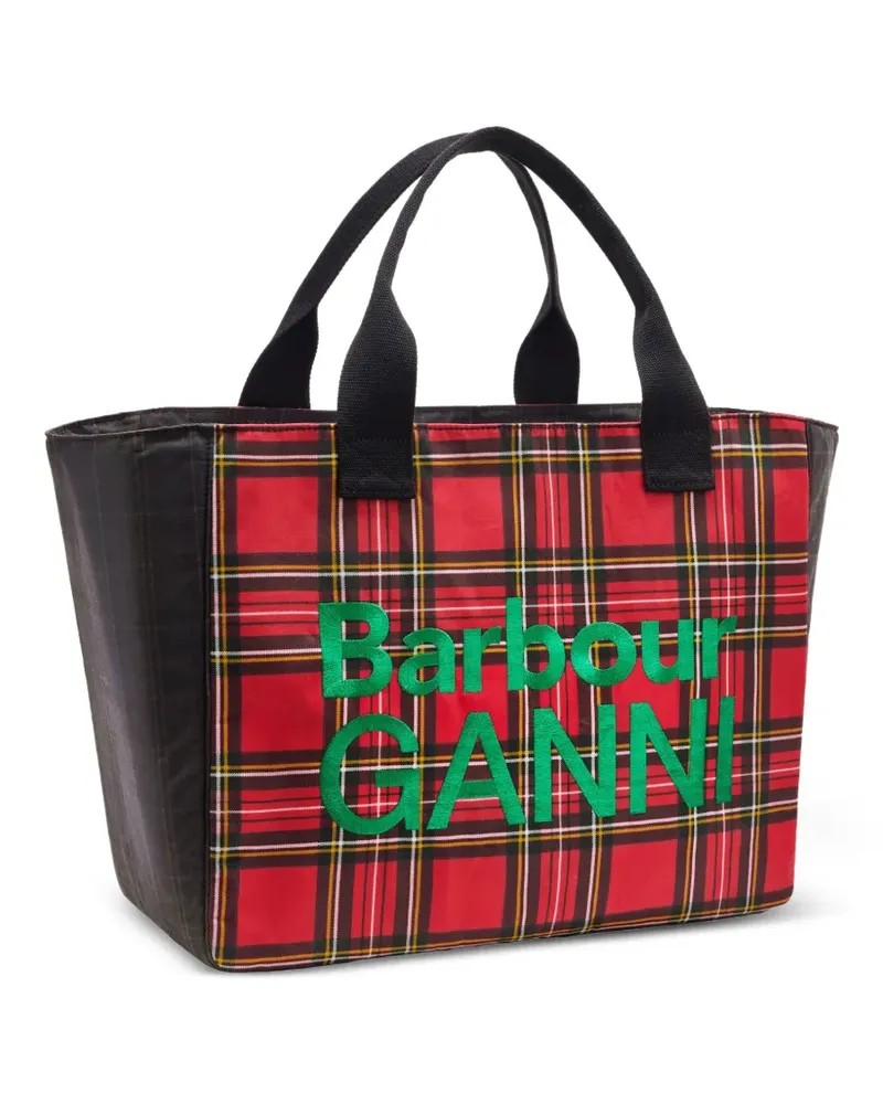 Ganni x Barbour Tote Bag mit Schottenkaro - Rot Rot