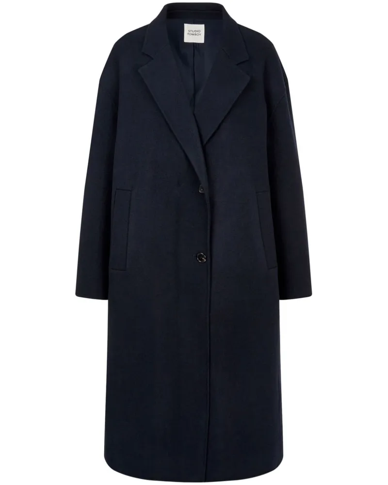 STUDIO TOMBOY Asymmetrischer Wollmantel - Blau Blau