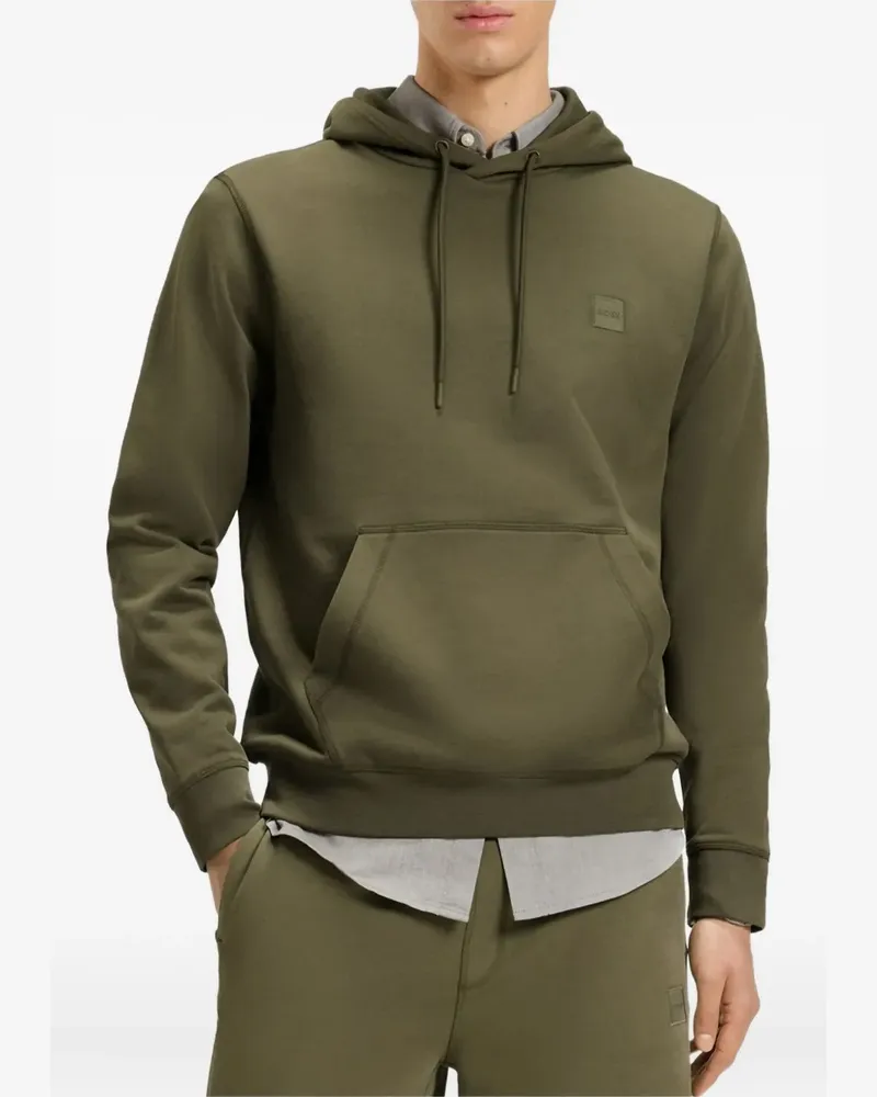 HUGO BOSS logo patch hooded hoodie - Grün Grün