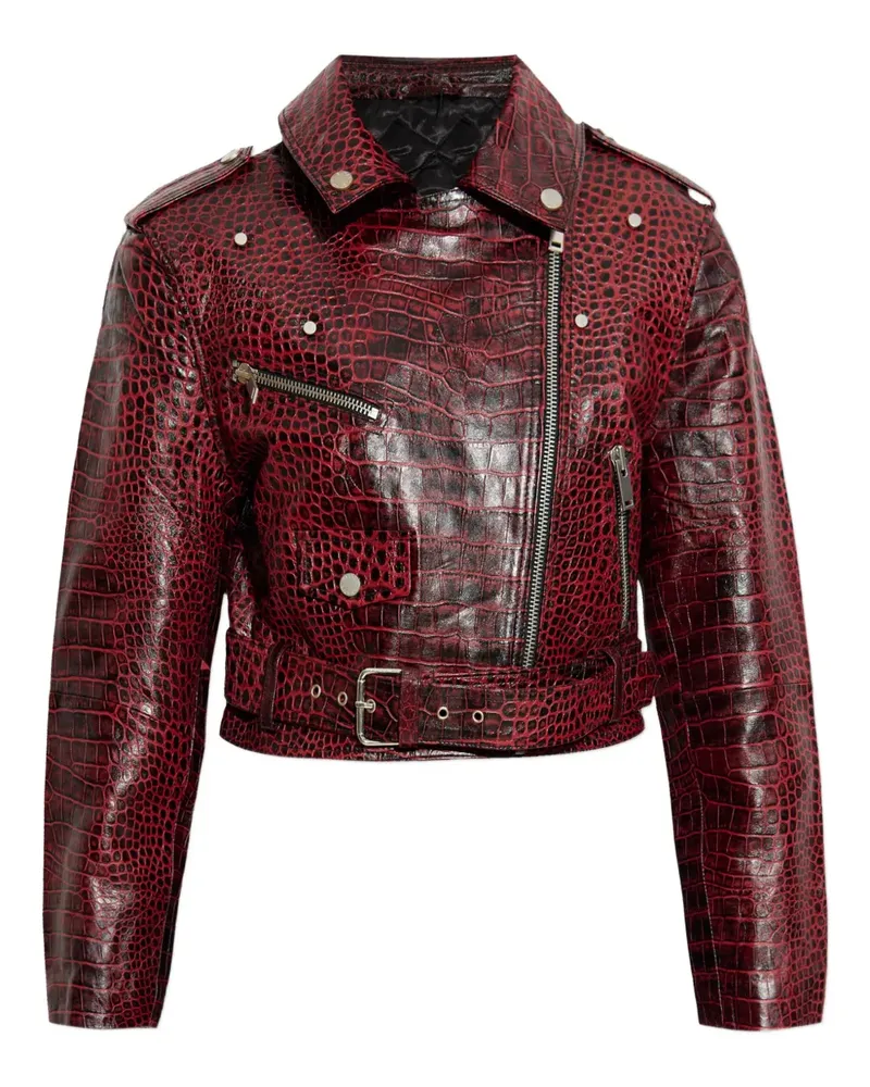 Gestuz GZbasilia Lederjacke mit Kroko-Effekt - Rot Rot