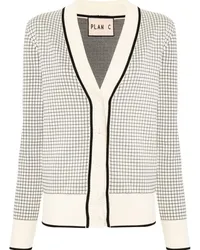 PLAN C Strickjacke Cardigan aus Windowpane-Jacquard Nude