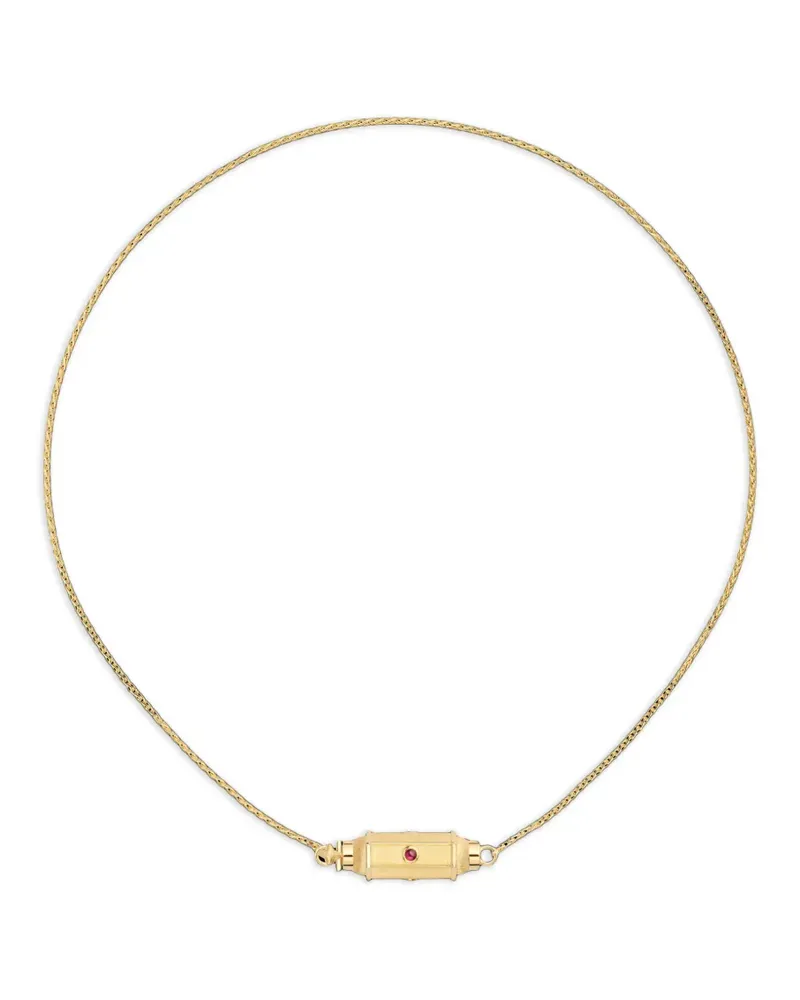 Marie Lichtenberg micro Coco ruby locket necklace - Gold Gold