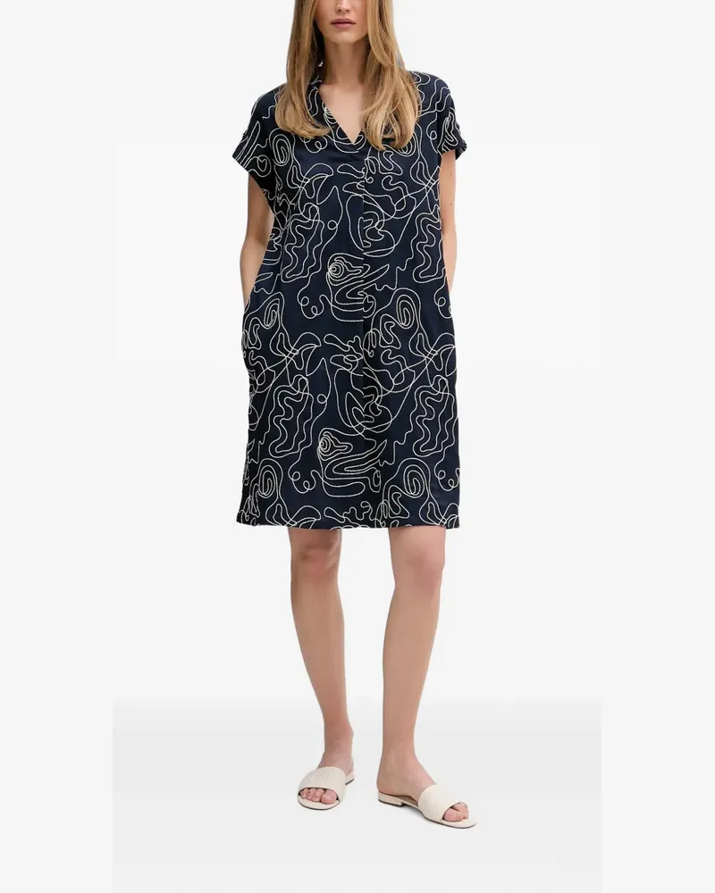 Joseph Ribkoff abstract-print V-neck mini dress - Blau Blau
