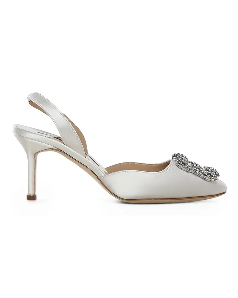 Manolo Blahnik Hangisi Slingback-Pumps mit Kristallen - Weiß Weiß