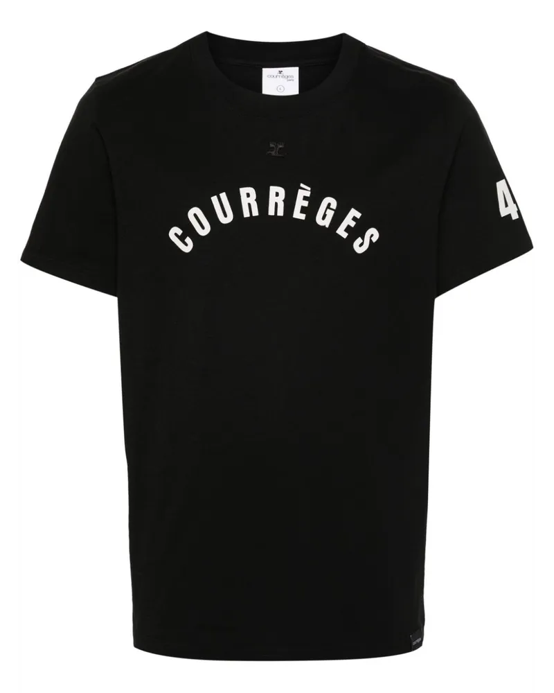 Courrèges T-Shirt mit Logo-Print Schwarz