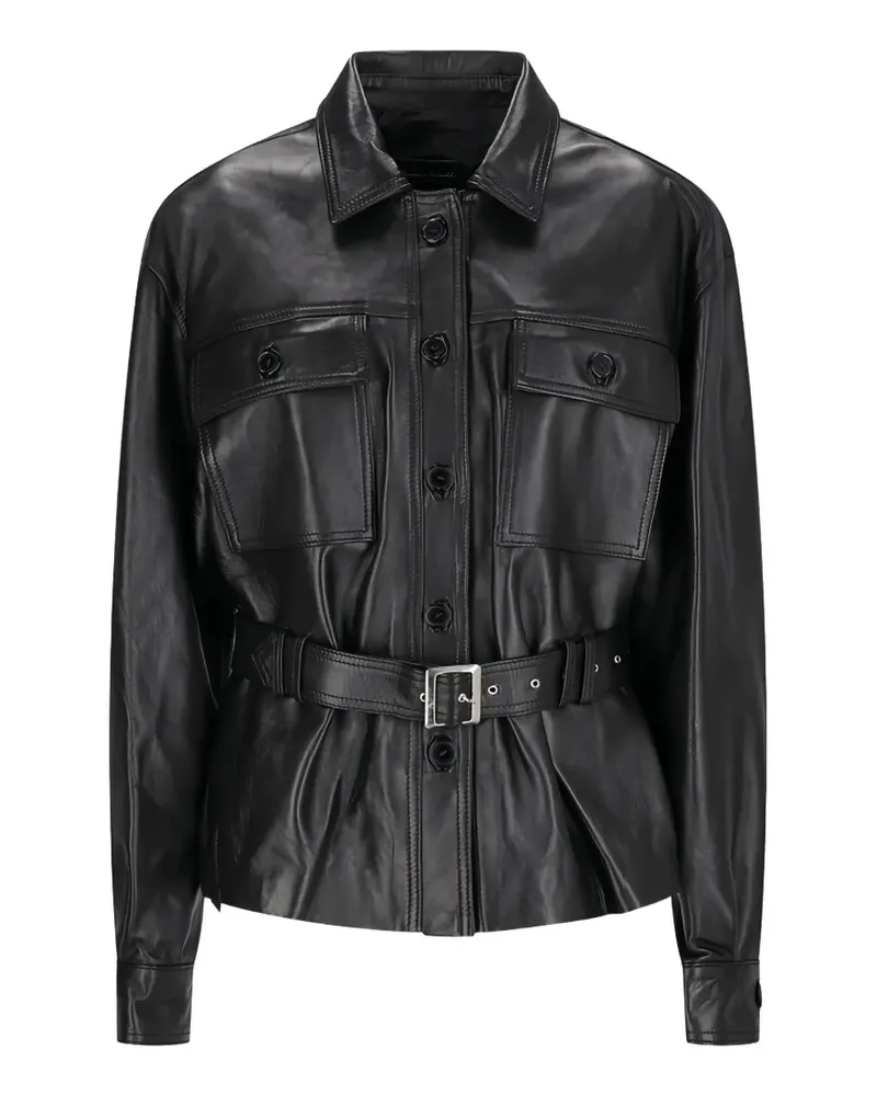 Alessandra Rich belted leather jacket - Schwarz Schwarz