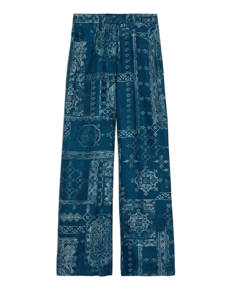 Momoni Gerade Hose mit Print - Blau Blau