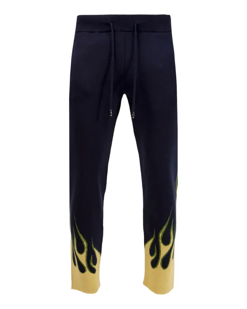 JUST DON drawstring flame-print track pants - Blau Blau